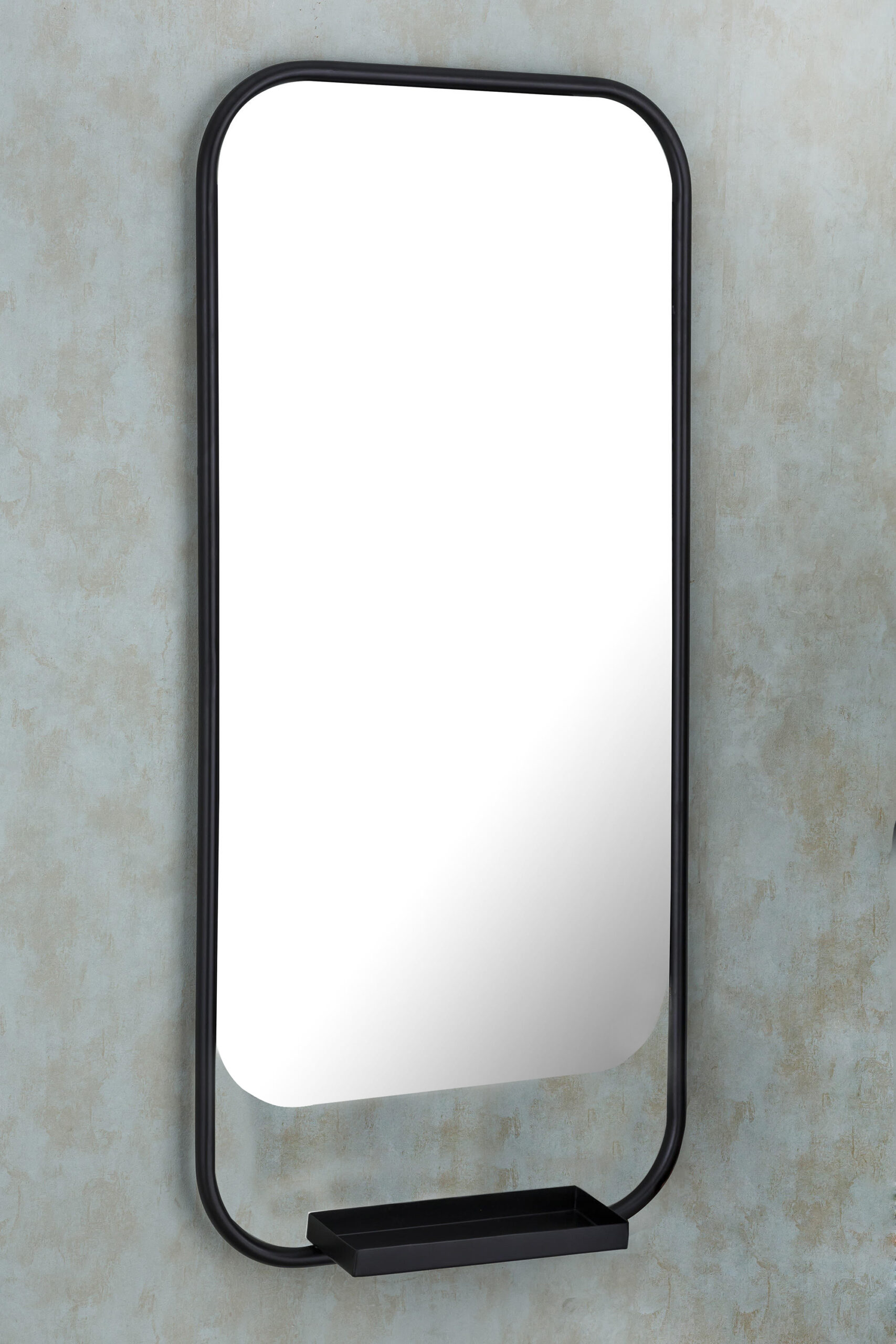 Black Farmhouse Bathroom Mirror with Shelf - My First Home Studio